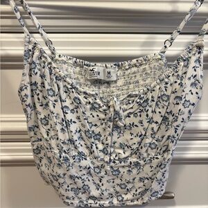 Hollister White and Blue Floral Camisole